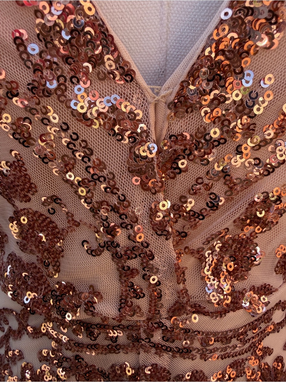 Nasty Gal Sheer Sequin Tassel Mini Dress Deep V Long Sleeve Sz 4 - Picture 11 of 12